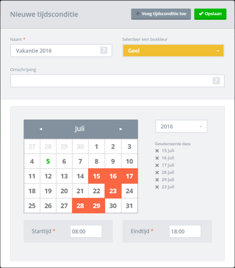 Kalender zomervakantie-belroute