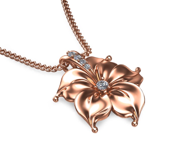 14K Rose Gold Rose Blossom Necklace