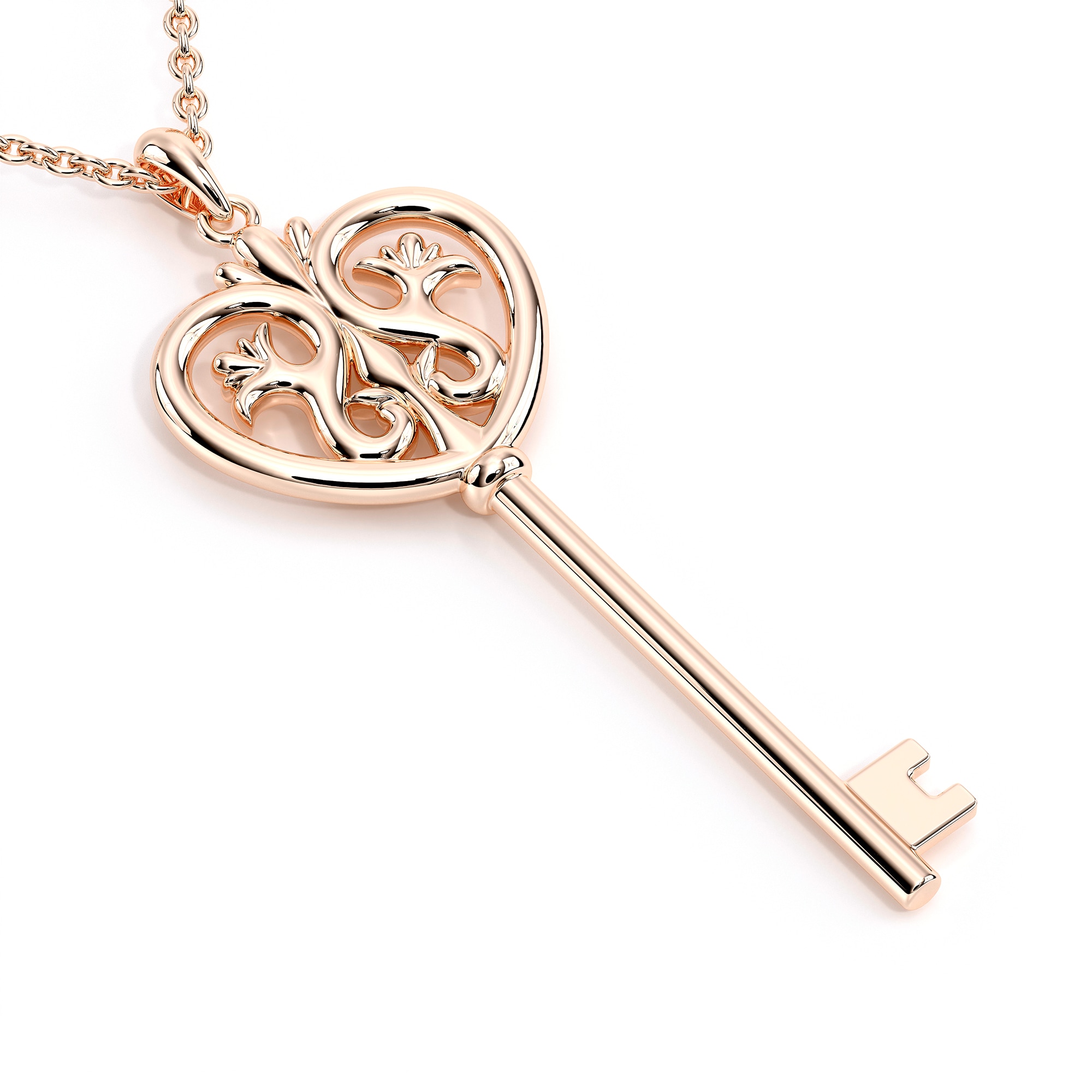 Fancy Key Necklace For Womens Wedding Bridal Jewelry For Her Rose Gold  Heart Key Pendant - Camellia Jewelry