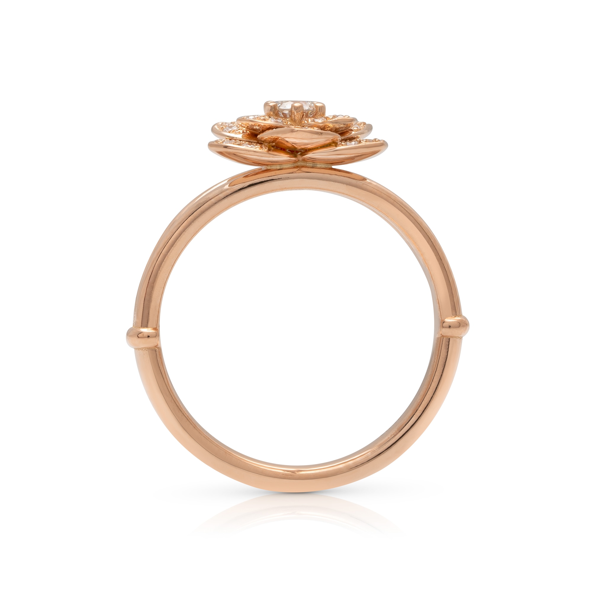 Unique 14K Rose Gold Diamond Engagement Ring Promise Ring Nature Inspired Flower Diamonds Ring Morning Dew Collection by Camellia Jewelry - 14K Rose