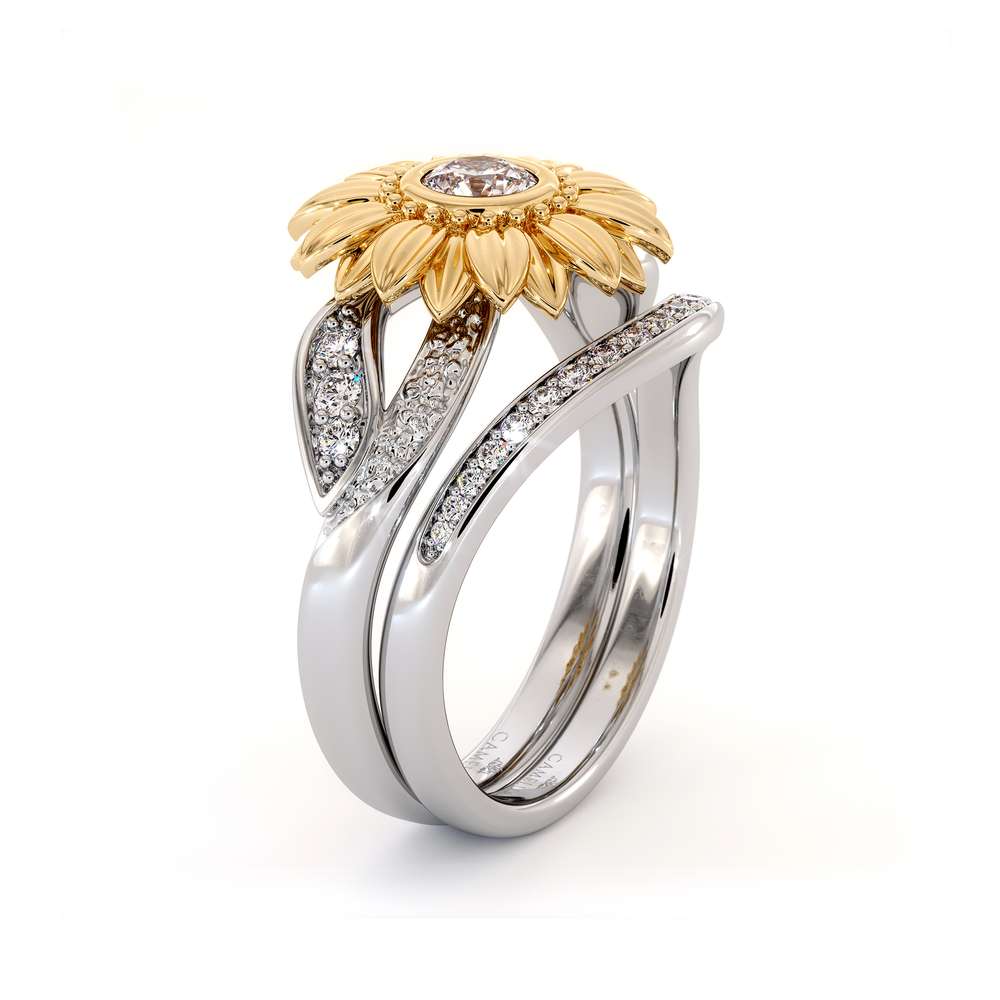 Sunflower diamond engagement ring Clearance