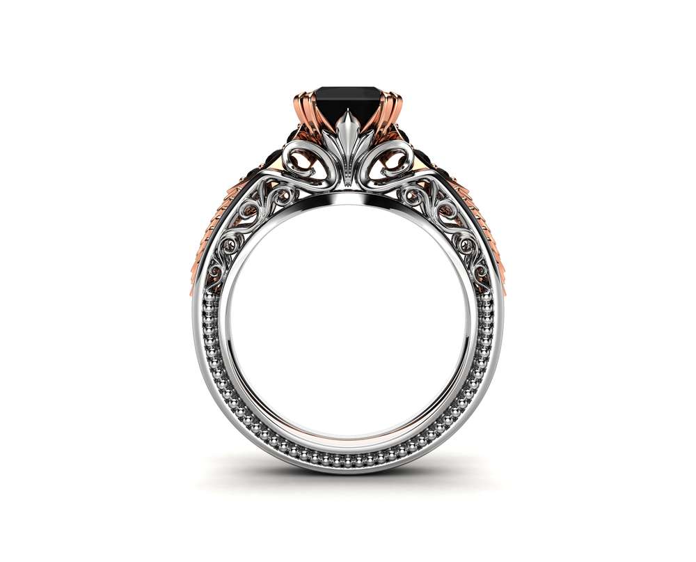 Two Tone, Black And Colorless Diamond Ring » JewelryThis - Custom Jewelry