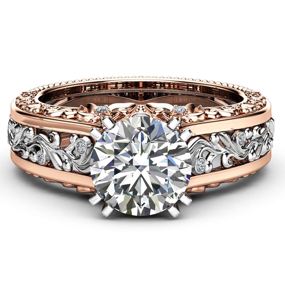 Art deco Emerald Engagement Ring Set 14K Yellow Gold Rings 2 Carat Emerald  Bridal Set Filigree Engagement Rings - Camellia Jewelry
