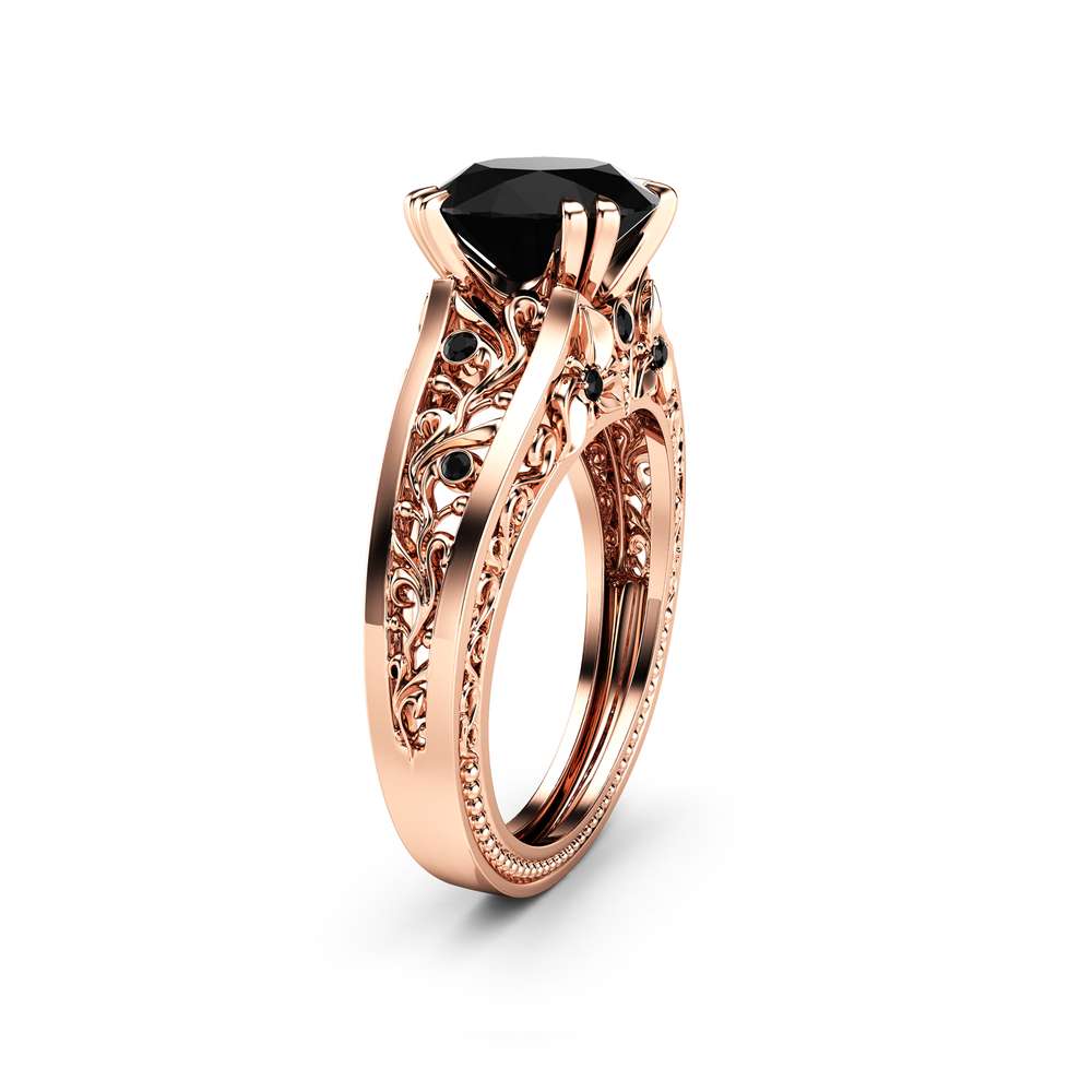 Rose gold wedding rings with black diamonds Clearance