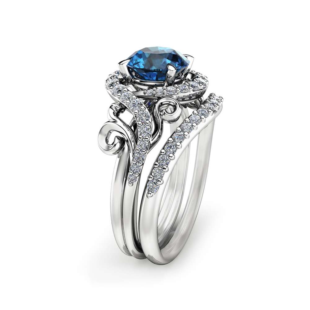 Blue diamond wedding set Clearance