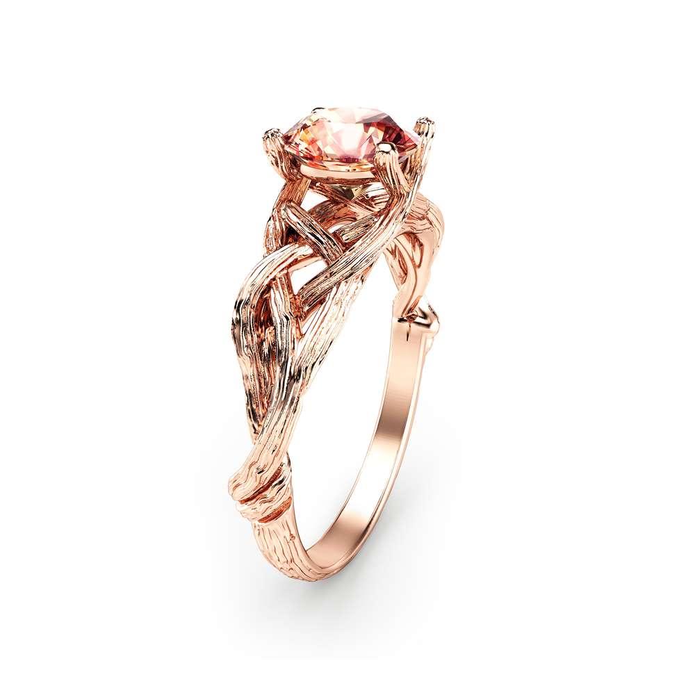 2 Row Morganite Engagement Ring In 14K Rose Gold