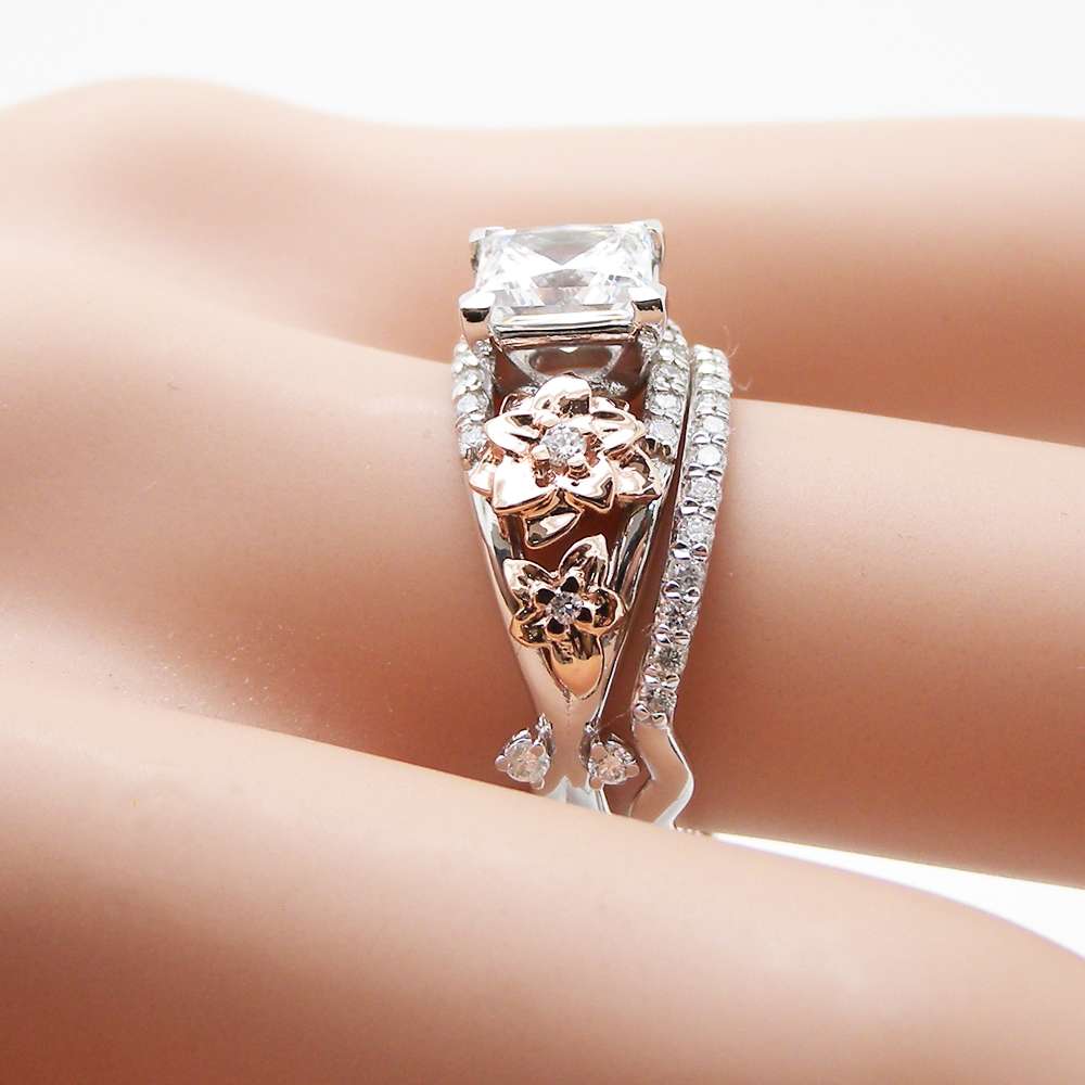 Princess Cut Engagement Rings 14K Solid Gold Princess Diamond Ring