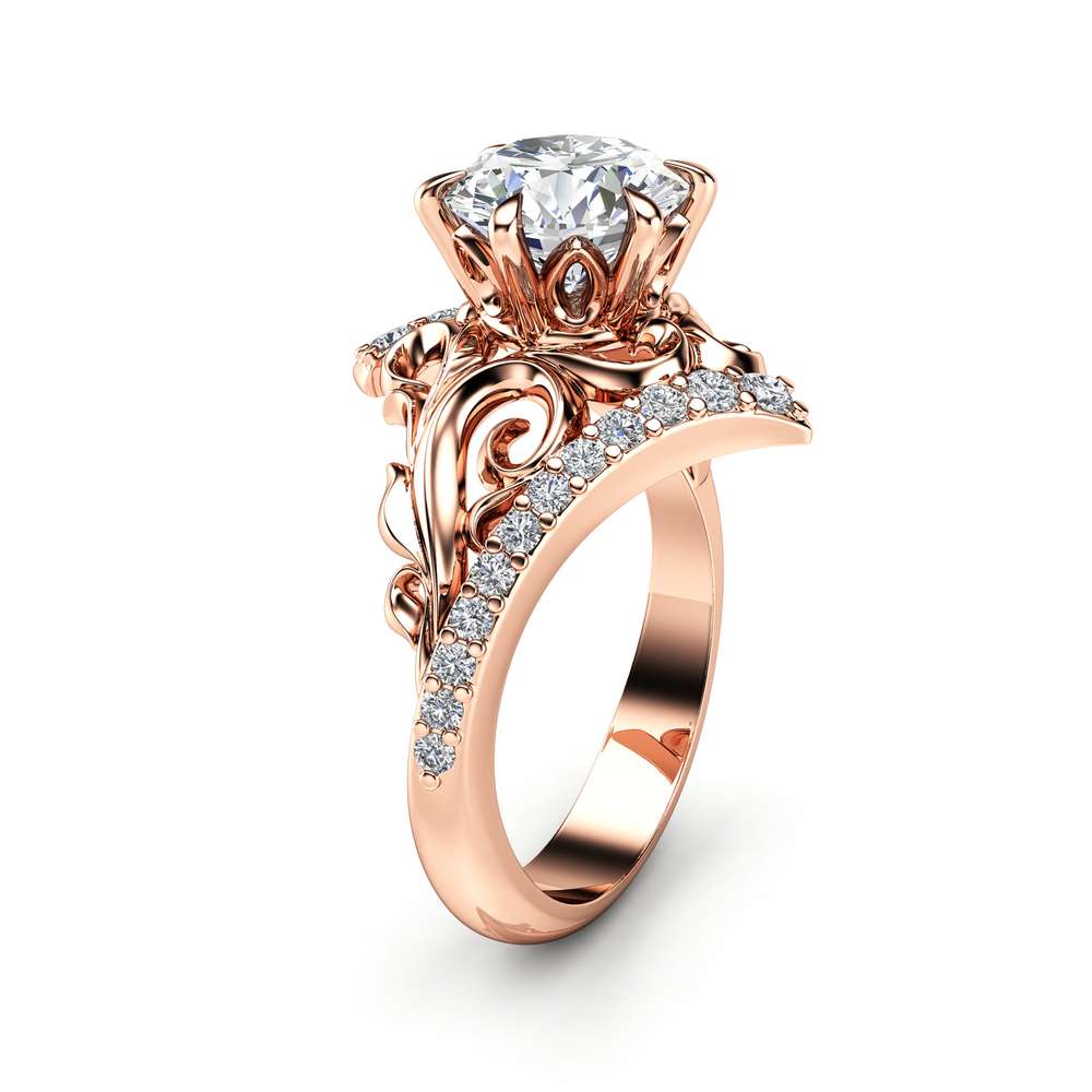 Leaves Engagement Ring - Moissanite Rings and Diamond Rings