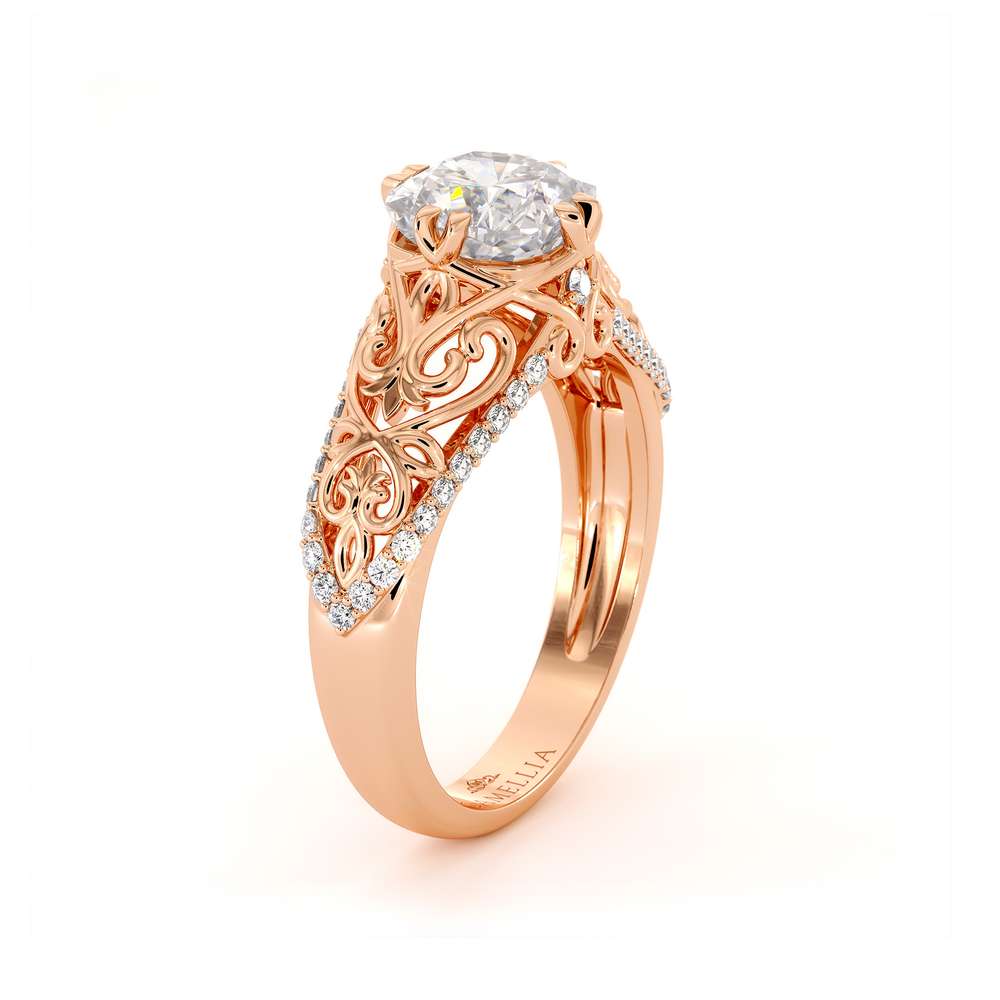 Pink Moissanite Engagement Ring Unique Rose Gold Engagement Ring - Camellia  Jewelry