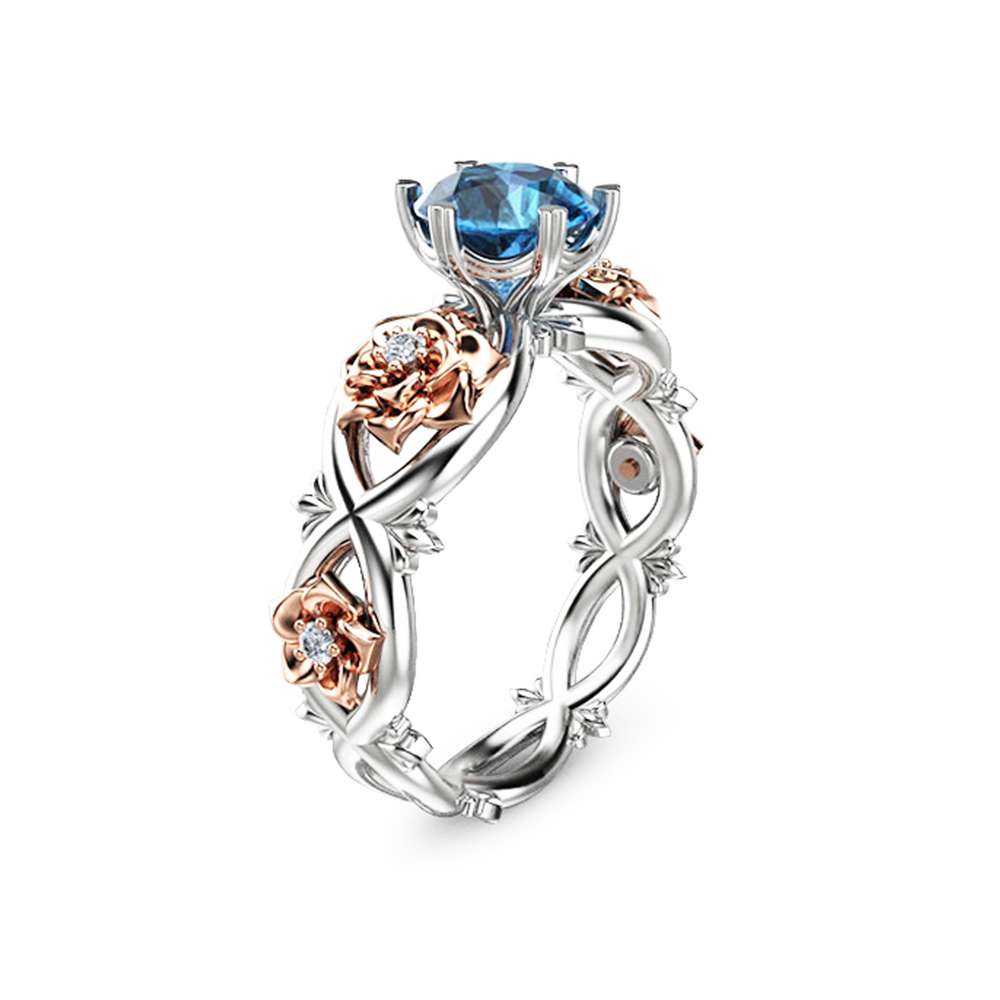 two tone blue topaz ring