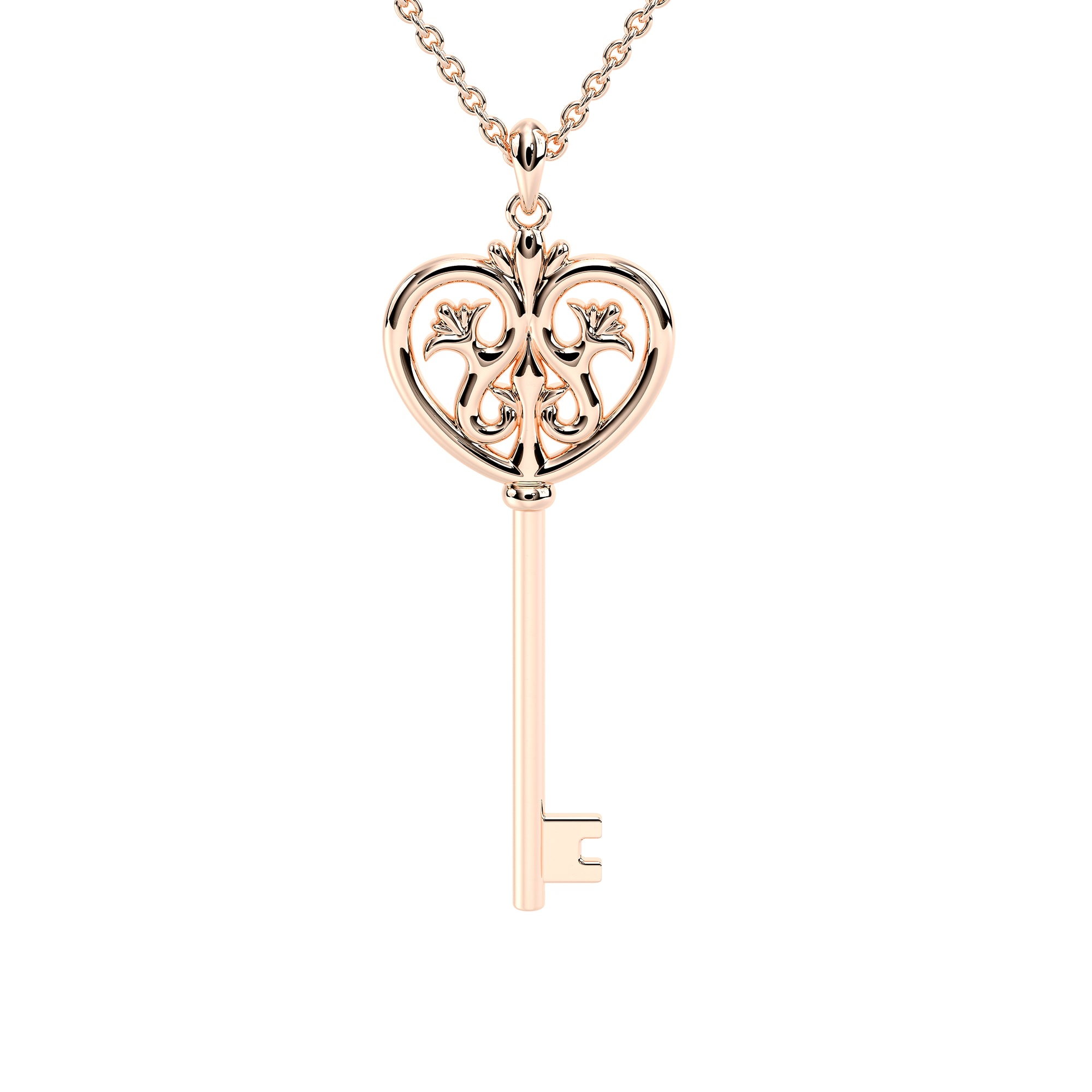Tiny Rose Gold Classic Key Necklace, Rose Gold Sterling Silver Key