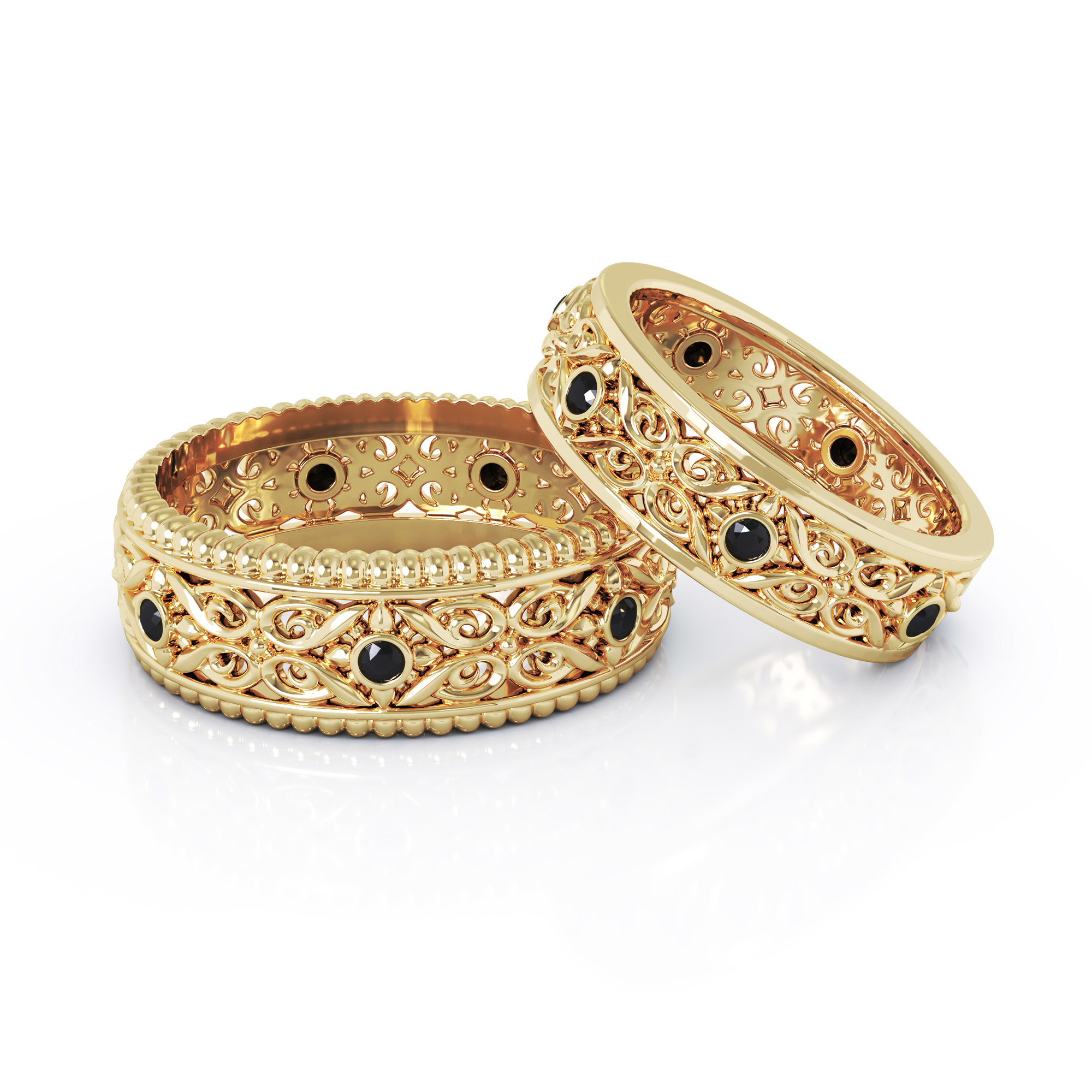 Gold filigree clearance wedding band