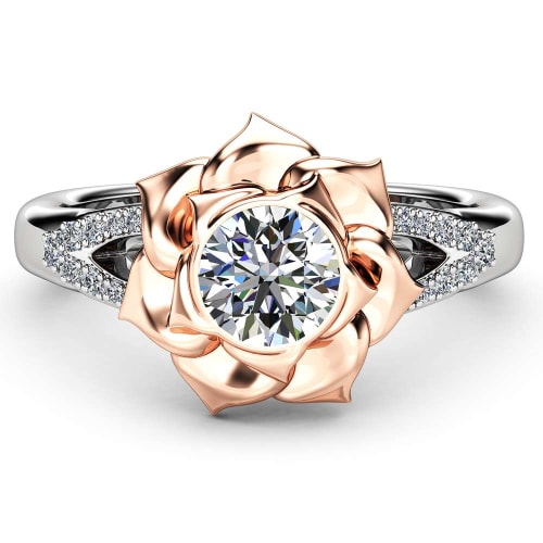 Moissanite White Gold Flower Ring Design for Female ADLR238