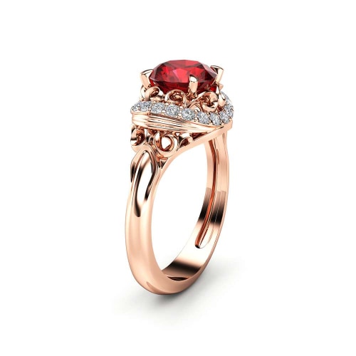 Butterfly Design Ruby Engagement Ring 14K White Gold Natural Ruby Ring ...