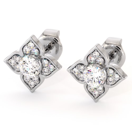Art Nouveau Diamond Earrings Chandelier Earrings Rose Gold Leaves ...