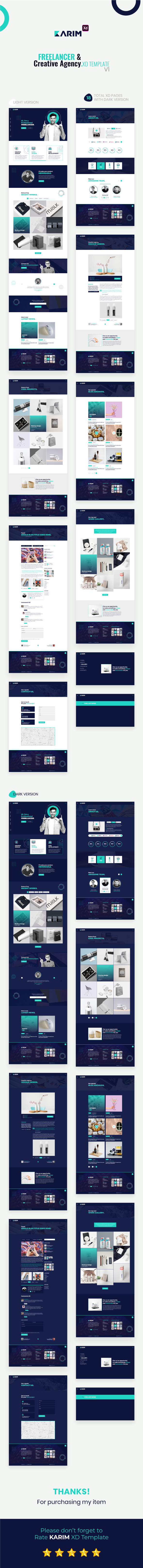 Karim - Freelancer and Creative Agency XD Template