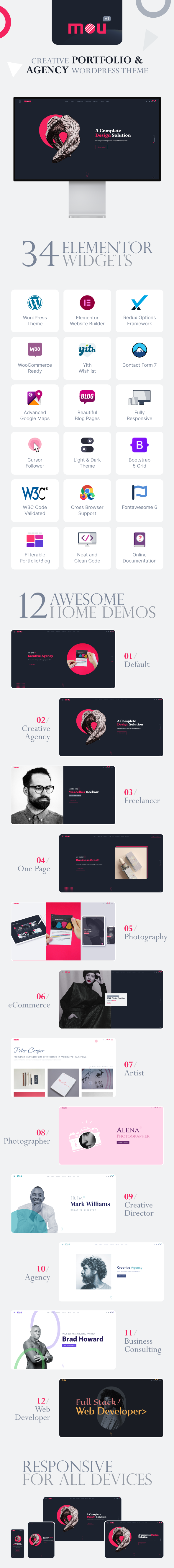 Mou - Creative Portfolio & Agency WordPress Theme - 1