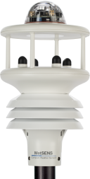 Compact Weather Sensor for Temperature, RH, Barometric Pressure, Wind, and Rainfall Indication with Compass