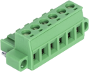 Green 6-Pin Screw Terminal Plug Connector with Threaded Flange