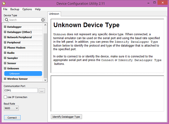 Unknown Device Type selected in DevConfig