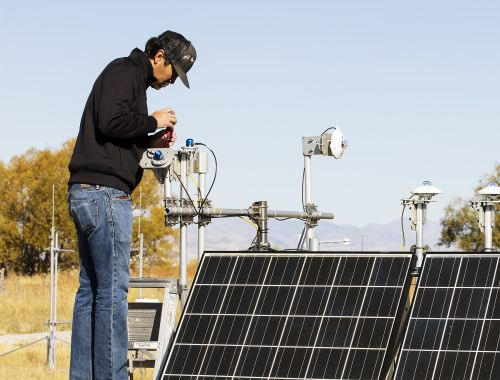 Matt Perry, Technical Product Manager for the Renewable Energy Group working on a solar station