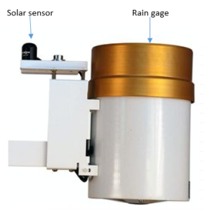 solar radiation sensor and tipping bucket rain gage