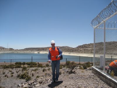 Jacob Davis in Peru with hard hat