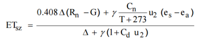 Reference evapotranspiration equation