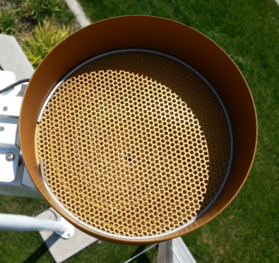 funnel of a tipping bucket rain gage