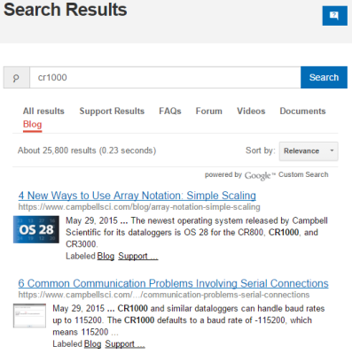 CR1000 search results with 