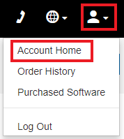 Account menu with Account Home