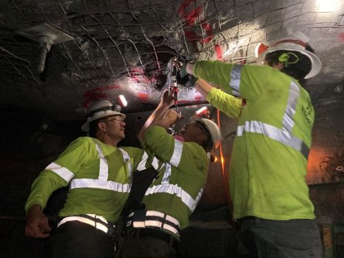  Up-hole vertical installation of a five-point MPBX. Note that the instrument is 19.8 m (65 ft) long.