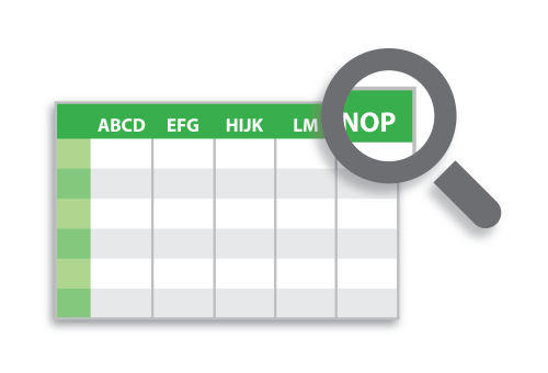 spreadsheet with column headings