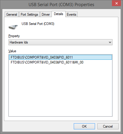 USB Serial Port Properties 