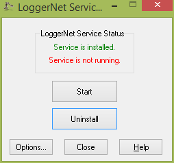 Service is installed. Service is not running.