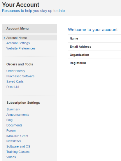 Your Account page