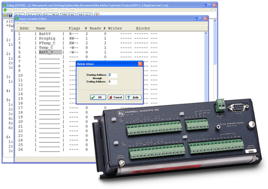 Input Location Editor screenshot with older datalogger