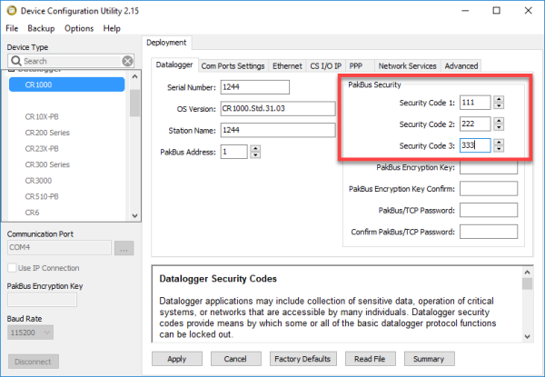 All three security codes are set