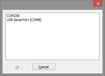 USB to RS-232 cable in list of available COM ports