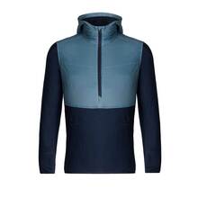 Descender Hybrid LS Half Zip Hoody - Granite Blue/Dark Night Heather