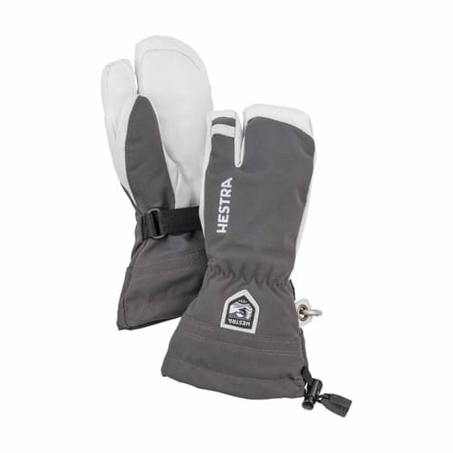 Army Leather Heli Ski Jr 3 Finger Glove - Grey