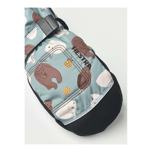 Hestra Baby Zip Long Mitt - Sea Blue Print - Detail