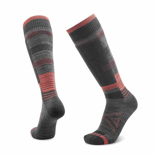 Le Sock Snow Light Ski Sock - Grey/Coral