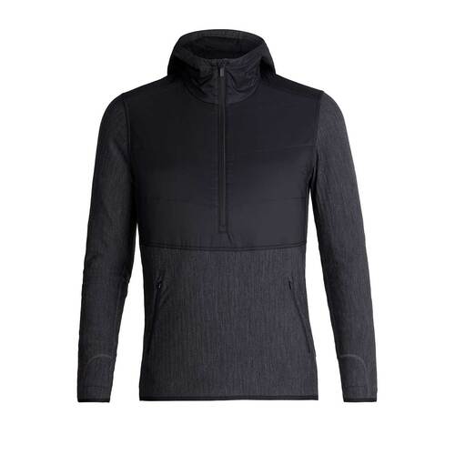 Descender Hybrid LS Half Zip Hoody - Black/Jet Heather