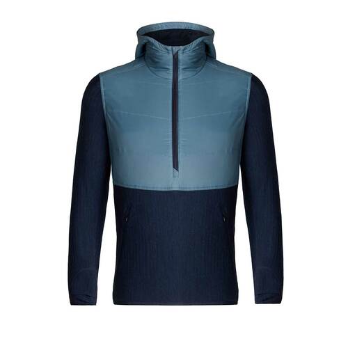 Descender Hybrid LS Half Zip Hoody - Granite Blue/Dark Night Heather