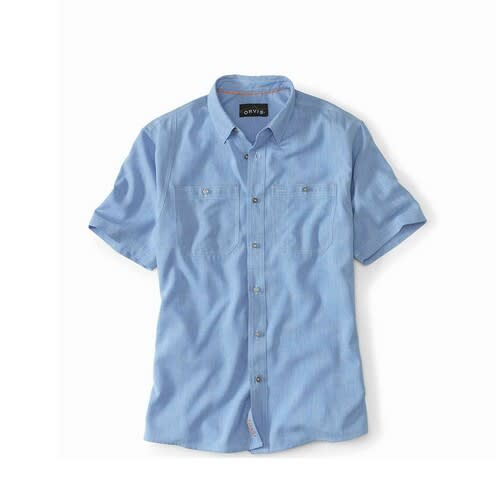 Orvis Tech Chambray Men's Work Shirt - Medium Blue