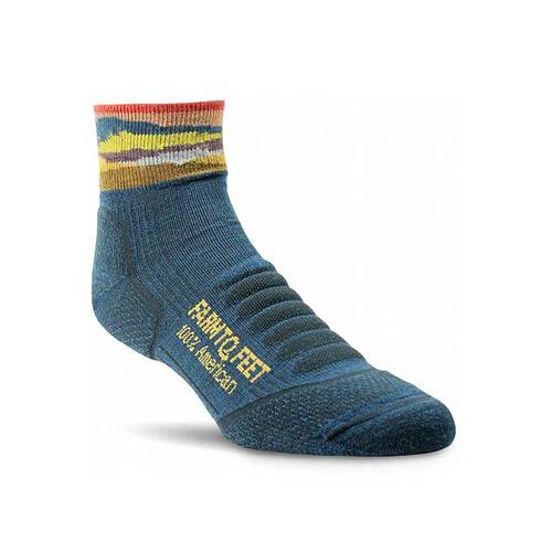 Farm to Feet Max Patch Lightweight Technical 1/4 Crew Sock - Denim Blue Heather