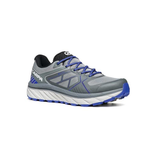 SCARPA Spin Infinity GTX Trail Running Shoe - Gray/Deep Blue - Side Corner
