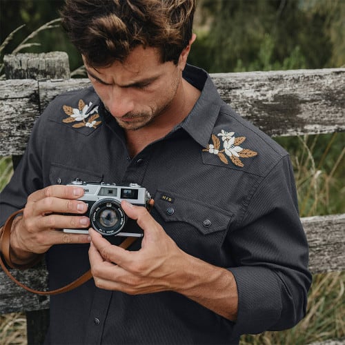 Crosscut Deluxe Longsleeve - Orange Blossoms : Antique Black Lifestyle