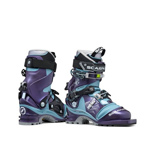 SCARPA Women's T2 Eco Telemark Ski Boot - Bourgogne/Polar Blue - Pair